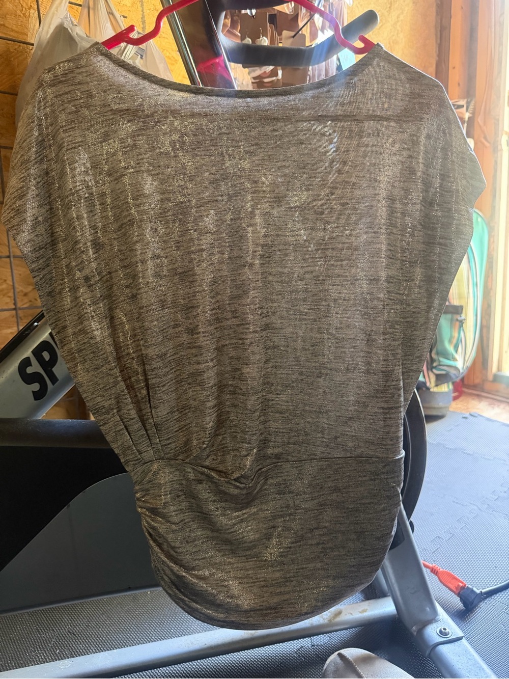 Express Metallic Gray Dolman Tunic Top